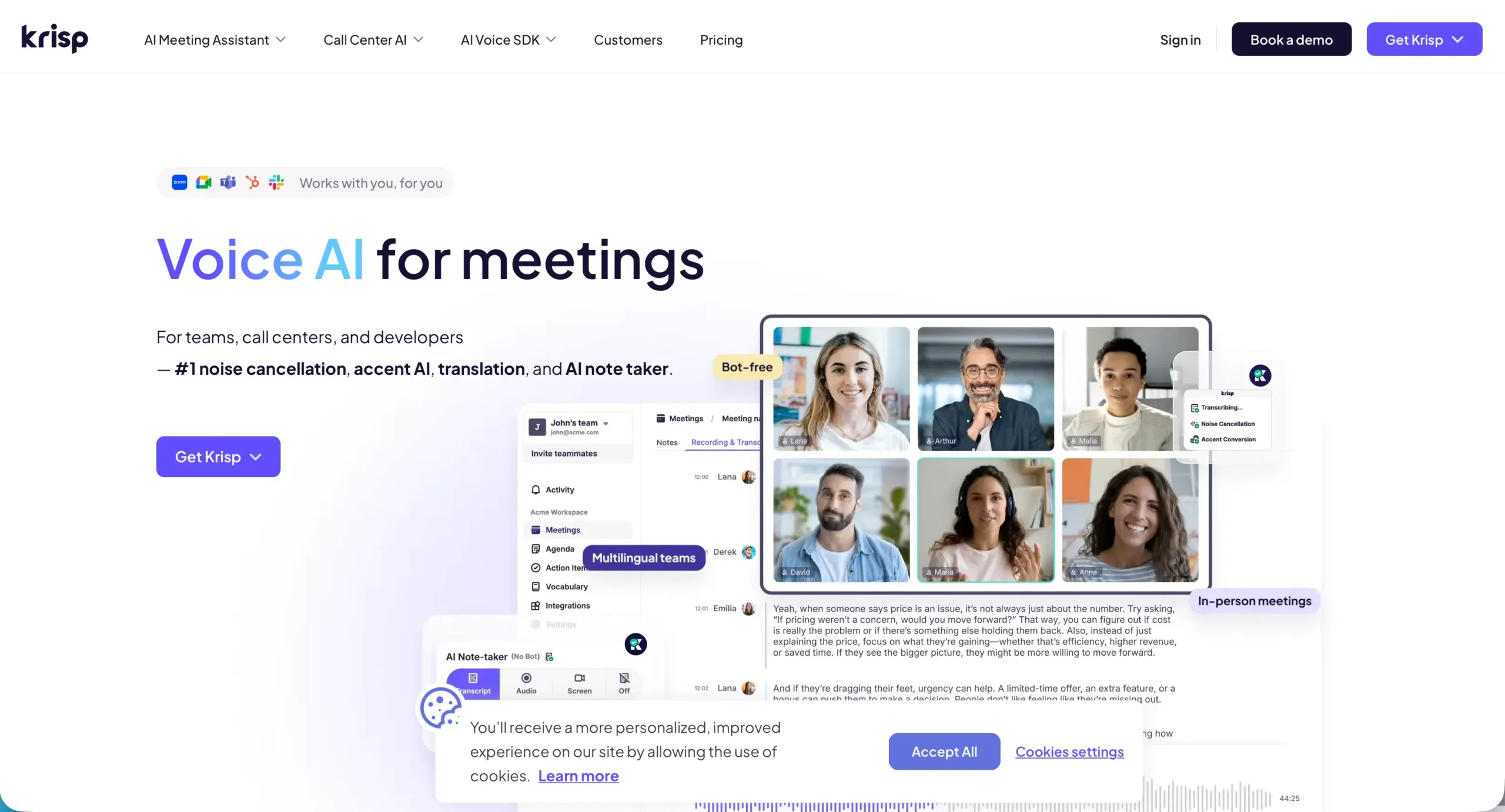 Krisp.ai homepage screenshot