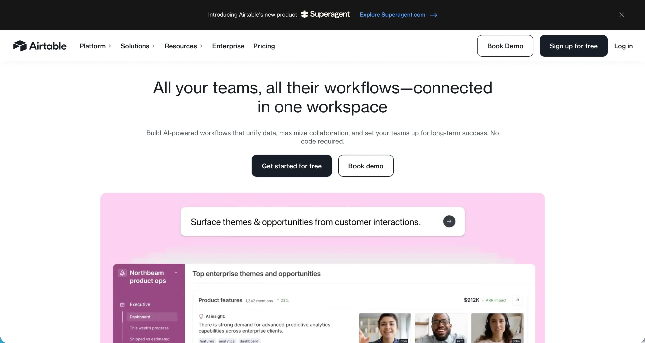 airtable homepage screenshot