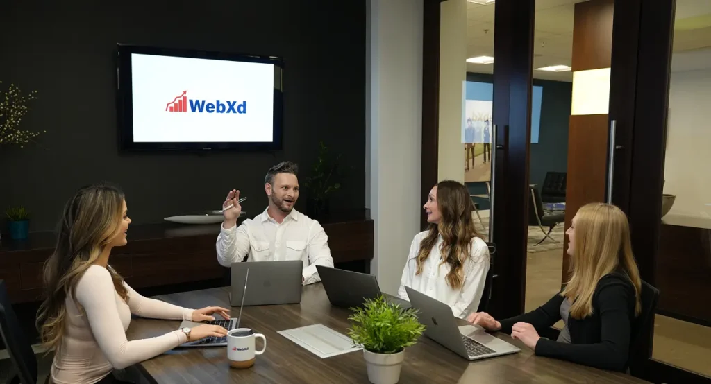 WebXd team in conference room horizontal